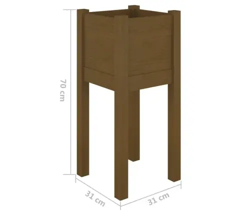 Dārza Puķu Kaste, Medus Brūna, 31X31X70 Cm, Priedes Masīvkoks Vidaxl