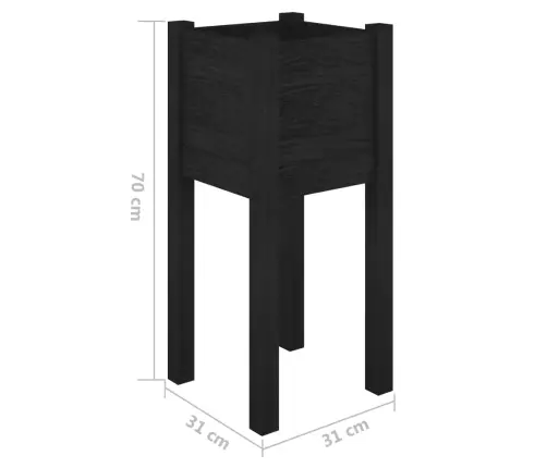 Dārza Puķu Kaste, Melna, 31X31X70 Cm, Priedes Masīvkoks Vidaxl