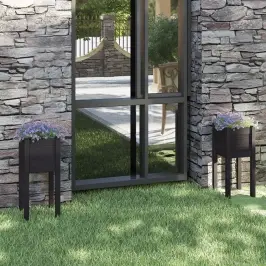 Dārza Puķu Kastes, 2 Gab., Melnas, 31X31X70 Cm, Priedes Koks Vidaxl