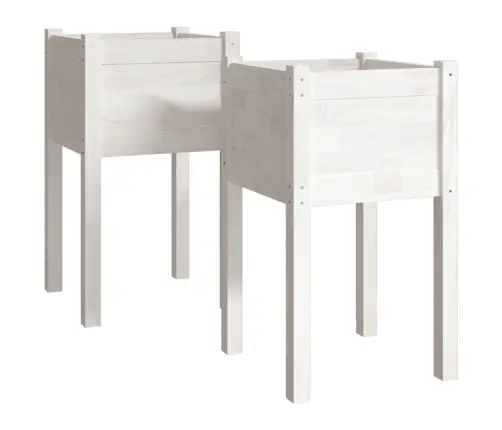 Dārza Puķu Kastes, 2 Gab., Baltas, 40X40X70 Cm, Priedes Koks Vidaxl