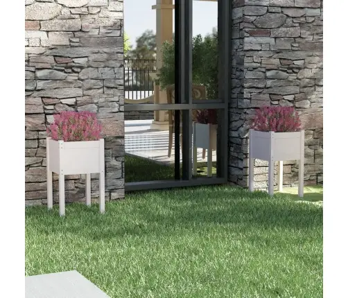 Dārza Puķu Kastes, 2 Gab., Baltas, 40X40X70 Cm, Priedes Koks Vidaxl