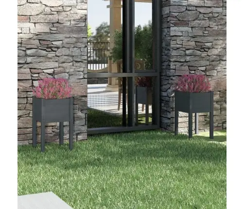 Sodo Loveliai, 2Vnt., Pilki, 40X40X70cm Pušies Masyvas