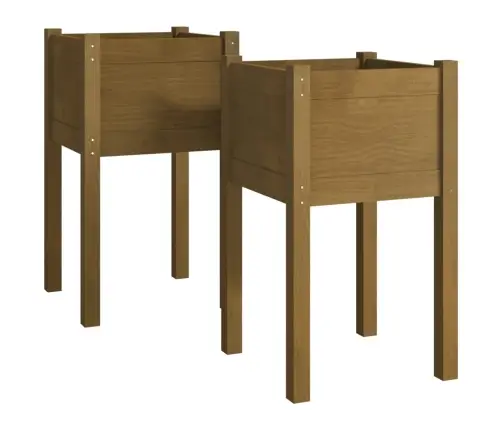 Dārza Puķu Kastes, 2 Gab., Brūnas, 40X40X70 Cm, Priedes Koks Vidaxl