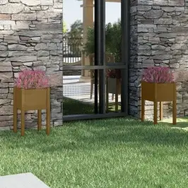 Dārza Puķu Kastes, 2 Gab., Brūnas, 40X40X70 Cm, Priedes Koks Vidaxl