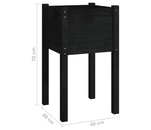Dārza Puķu Kaste, Melna, 40X40X70 Cm, Priedes Masīvkoks Vidaxl