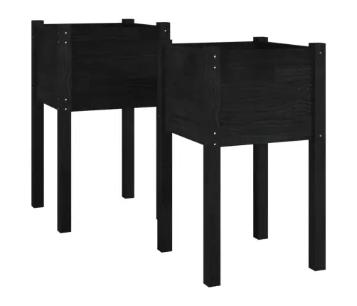 Dārza Puķu Kastes, 2 Gab., Melnas, 40X40X70 Cm, Priedes Koks Vidaxl
