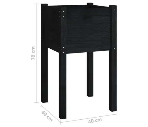 Dārza Puķu Kastes, 2 Gab., Melnas, 40X40X70 Cm, Priedes Koks Vidaxl