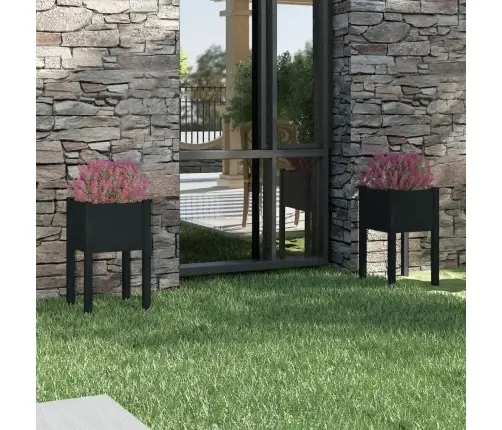 Dārza Puķu Kastes, 2 Gab., Melnas, 40X40X70 Cm, Priedes Koks Vidaxl