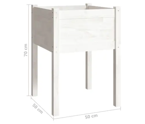 Dārza Puķu Kaste, 50X50X70 Cm, Balts Priedes Masīvkoks Vidaxl