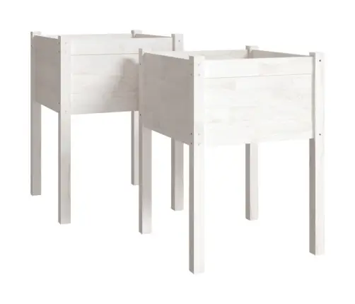 Dārza Puķu Kastes, 2 Gab., 50X50X70 Cm, Balts Priedes Masīvkoks Vidaxl