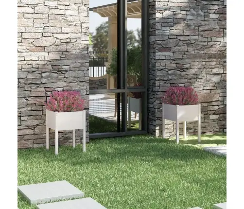 Dārza Puķu Kastes, 2 Gab., 50X50X70 Cm, Balts Priedes Masīvkoks Vidaxl