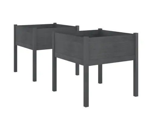 Dārza Puķu Kastes, 2 Gab., 70X70X70Cm, Pelēks Priedes Masīvkoks Vidaxl