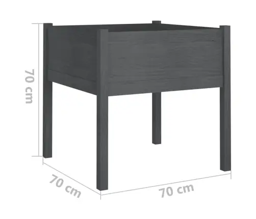 Dārza Puķu Kastes, 2 Gab., 70X70X70Cm, Pelēks Priedes Masīvkoks Vidaxl