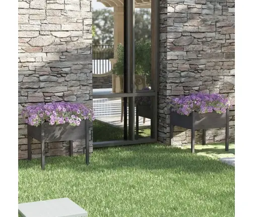 Dārza Puķu Kastes, 2 Gab., 70X70X70Cm, Pelēks Priedes Masīvkoks Vidaxl