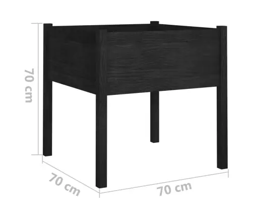 Dārza Puķu Kaste, 70X70X70 Cm, Melns Priedes Masīvkoks Vidaxl