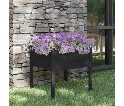 Dārza Puķu Kaste, 70X70X70 Cm, Melns Priedes Masīvkoks Vidaxl