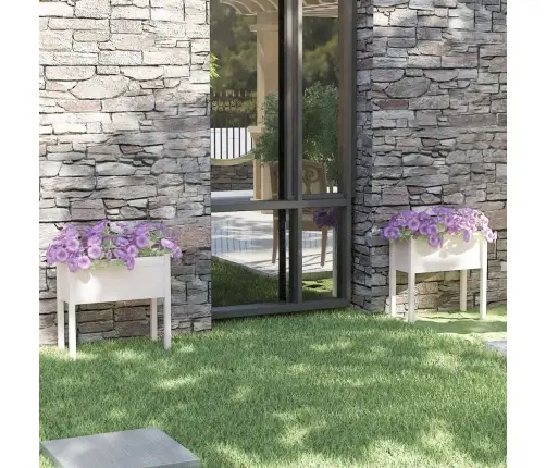 Dārza Puķu Kastes, 2 Gab., 70X31X70 Cm, Balts Priedes Masīvkoks Vidaxl