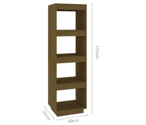 Grāmatu Plaukts, Medus Brūns, 40X35X135 Cm, Priedes Masīvkoks Vidaxl