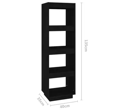 Grāmatu Plaukts, Melns, 40X35X135 Cm, Priedes Masīvkoks Vidaxl