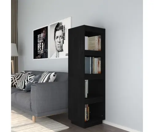 Grāmatu Plaukts, Melns, 40X35X135 Cm, Priedes Masīvkoks Vidaxl