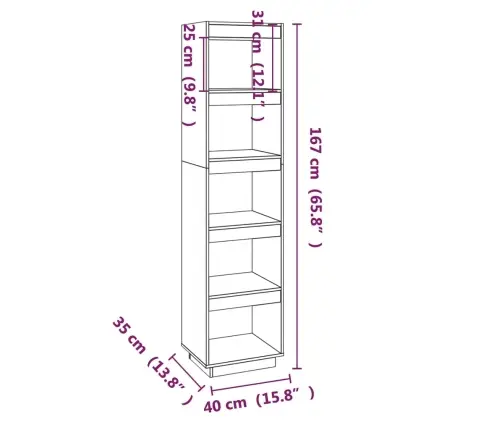Grāmatu Plaukts, Balts, 40X35X167 Cm, Priedes Masīvkoks Vidaxl