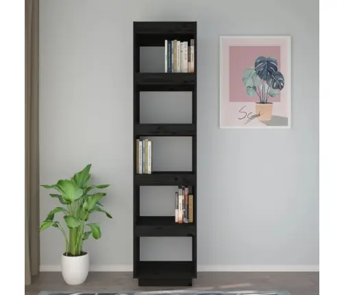 Spintelė Knygoms/Kambario Pertvara, Juoda, 40X35X167cm Pušis