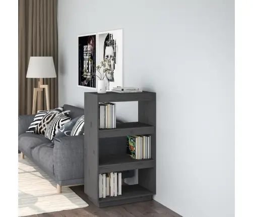 Grāmatu Plaukts, Pelēks, 60X35X103 Cm, Priedes Masīvkoks Vidaxl