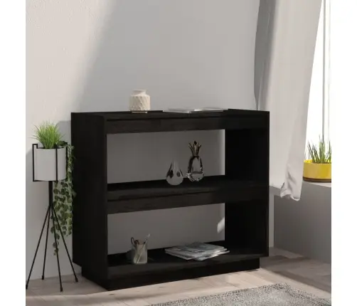 Grāmatu Plaukts, Melns, 80X35X71 Cm, Priedes Masīvkoks Vidaxl