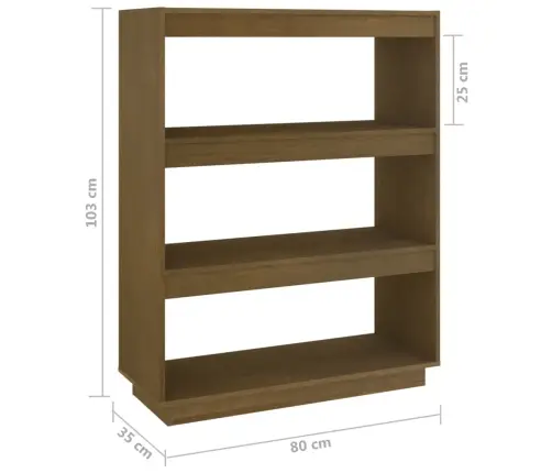 Grāmatu Plaukts, Medus Brūns, 80X35X103 Cm, Priedes Koks Vidaxl