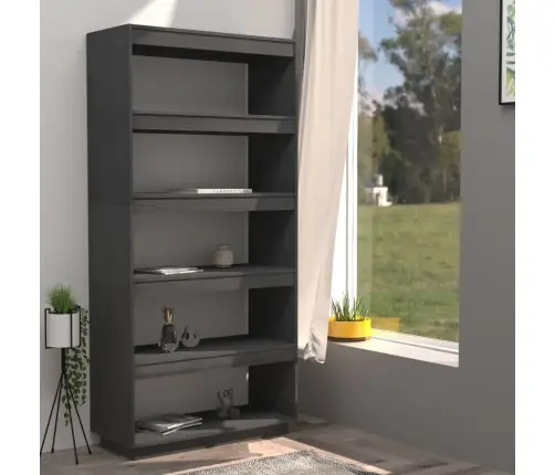 Spintelė Knygoms/Kambario Pertvara, Pilka, 80X35X167cm Pušis Spintelė Knygoms/Kambario Pertvara, Pilka, 80X35X167cm Pušis