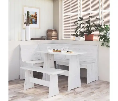 3-Osaline Söögilauakomplekt "Reine", Valge, Männipuit