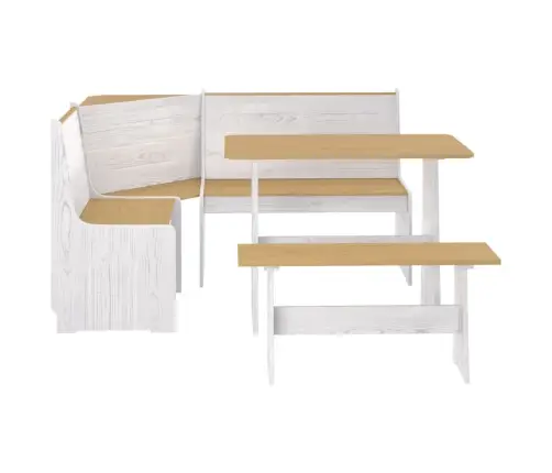 3-Osaline Söögilauakomplekt "Reine" Meekarva Ja Valge Männipuit