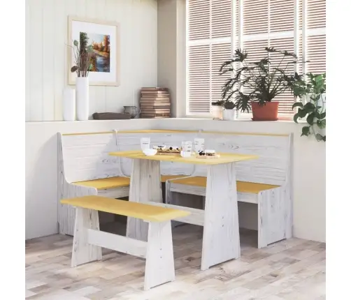 3-Osaline Söögilauakomplekt "Reine" Meekarva Ja Valge Männipuit