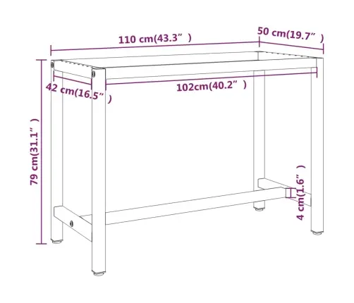 Darbagalda Rāmis, 110X50X79 Cm, Matēts, Melns, Sarkans, Metāls Vidaxl