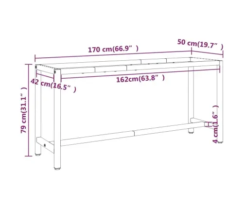 Tööpingi Raam, Must Ja Matt Punane, 170X50X79 cm Metall