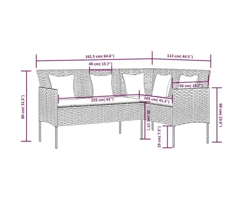5-Daļīgs Stūra Dārza Dīvānu Komplekts Ar Matračiem, Brūns Pe Vidaxl