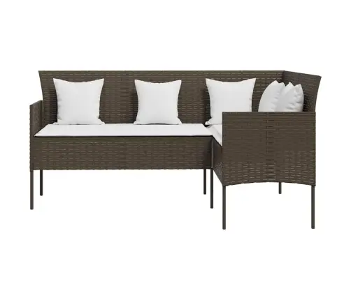 5-Daļīgs Stūra Dārza Dīvānu Komplekts Ar Matračiem, Brūns Pe Vidaxl