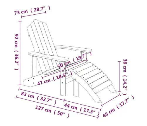 Dārza Krēsls Ar Kāju Balstu, Hdpe, Balts Vidaxl