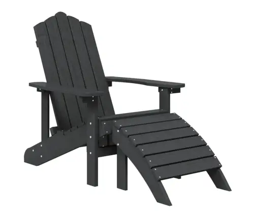 Dārza Krēsls Ar Kāju Balstu, Hdpe, Pelēks Vidaxl