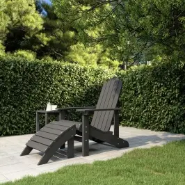 Sodo Adirondack Kėdė Su Pakoja, Antracito Spalvos, Hdpe
