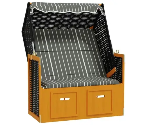 Rannatool Varikatusega, Polürotang Ja Puit Must/Hall