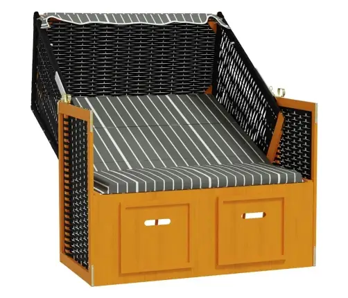 Rannatool Varikatusega, Polürotang Ja Puit Must/Hall