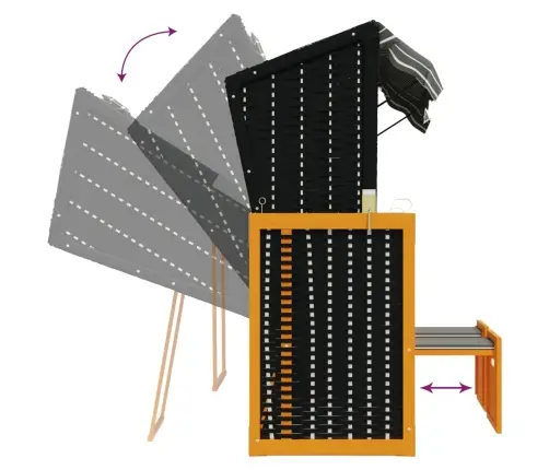 Rannatool Varikatusega, Polürotang Ja Puit Must/Hall