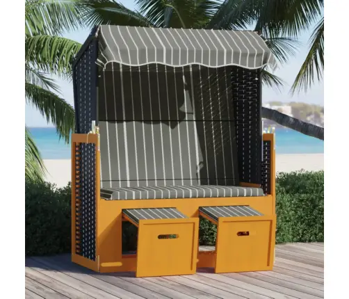 Rannatool Varikatusega, Polürotang Ja Puit Must/Hall