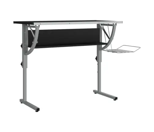 Rokdarbu Galds, 110X53X(58-87) Cm, Inženierijas Koks, Melns Vidaxl