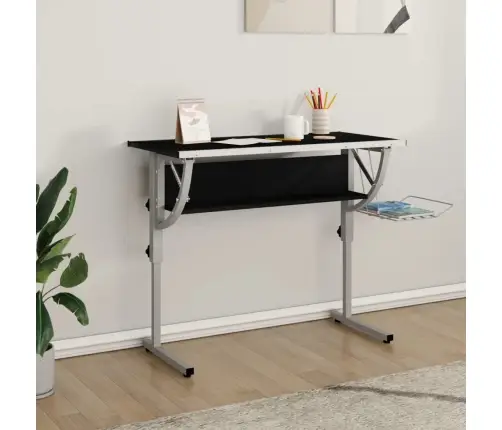 Rokdarbu Galds, 110X53X(58-87) Cm, Inženierijas Koks, Melns Vidaxl
