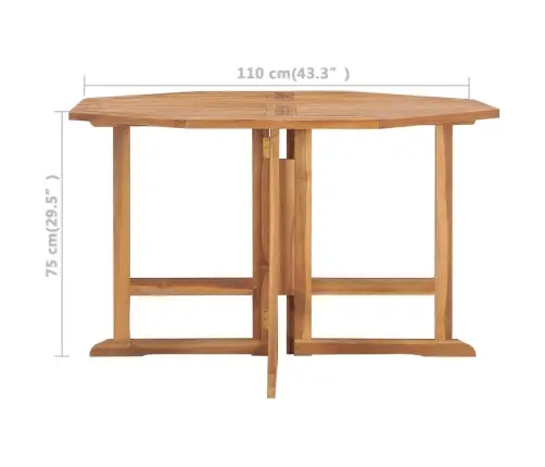 Saliekams Dārza Galds, 110X110X75 Cm, Masīvs Tīkkoks Vidaxl