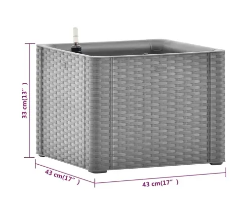 Dārza Puķu Kaste, Pašlaistīšanas Sistēma, Pelēka, 43X43X33 Cm Vidaxl