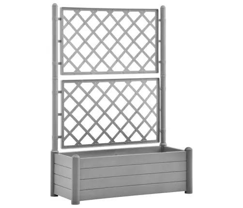 Dārza Puķu Kaste Ar Špaleru, 100X43X142 Cm, Akmens Pelēka, Pp Vidaxl