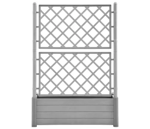 Dārza Puķu Kaste Ar Špaleru, 100X43X142 Cm, Akmens Pelēka, Pp Vidaxl